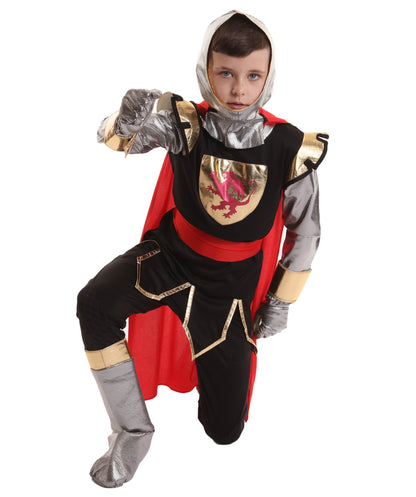 HPO Teen's Red and Black Noble Crusader Knight Costume | Suitable for Halloween | Flame-retardant Synthetic Fabric
