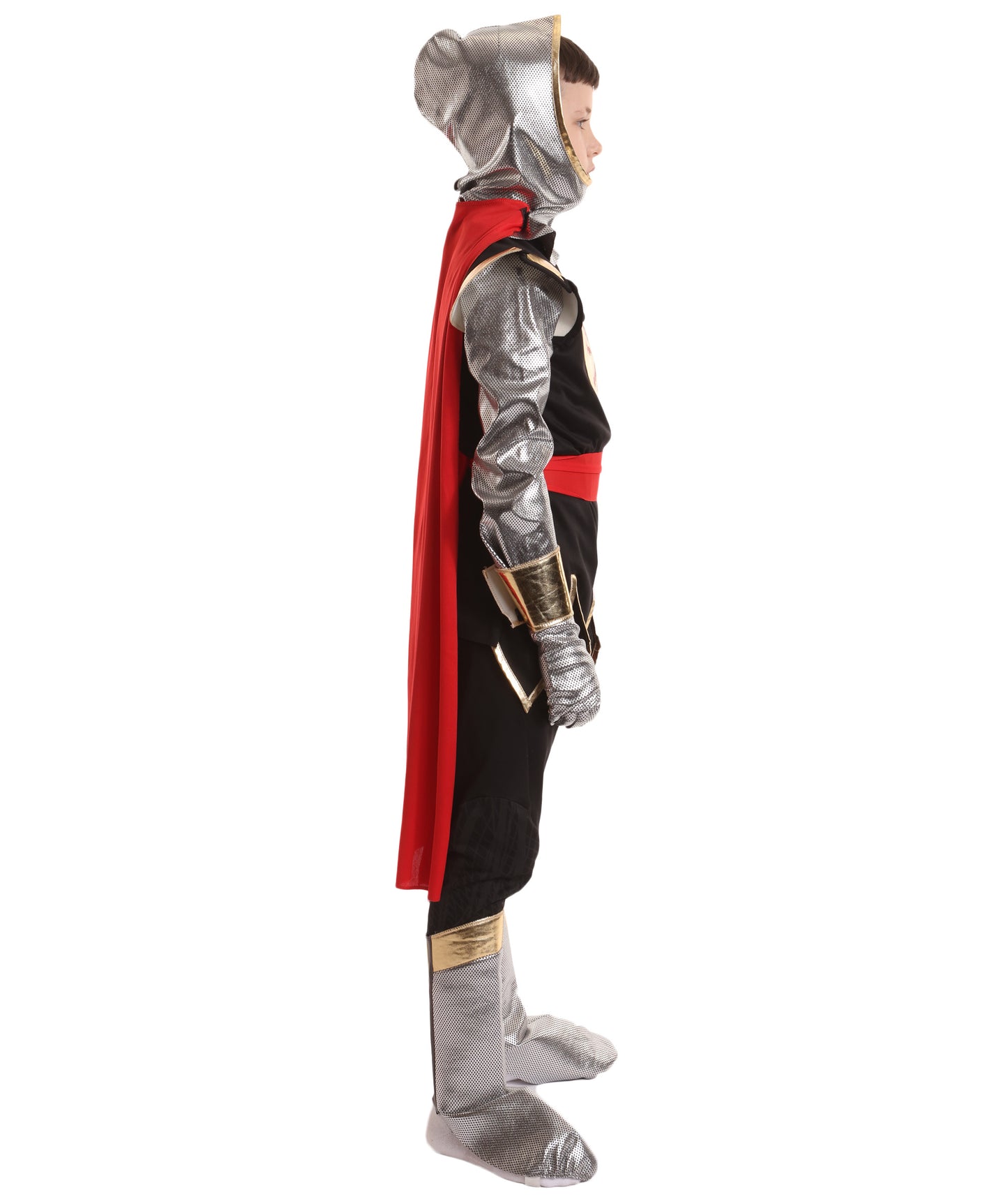 HPO Teen's Red and Black Noble Crusader Knight Costume | Suitable for Halloween | Flame-retardant Synthetic Fabric
