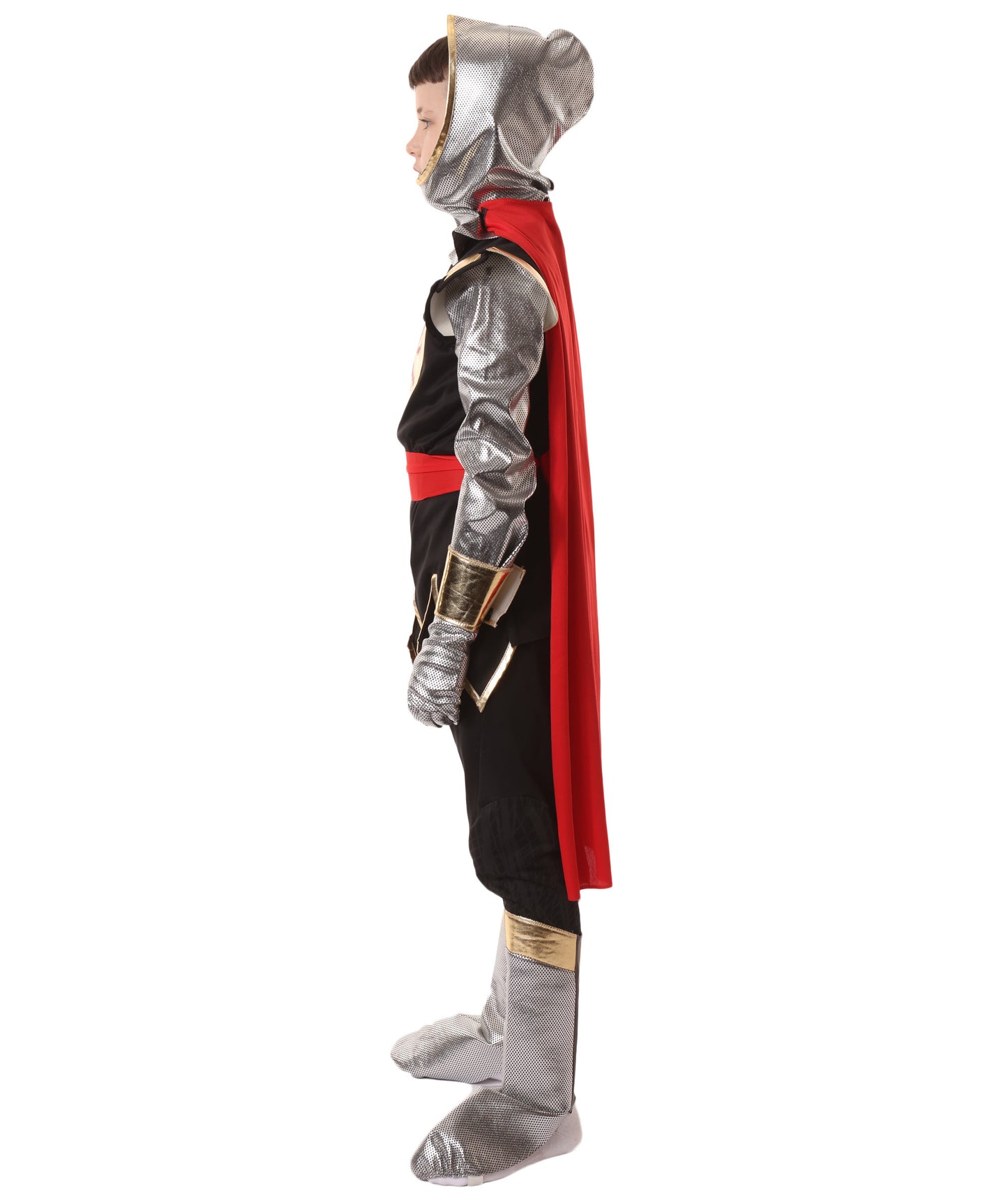 HPO Teen's Red and Black Noble Crusader Knight Costume | Suitable for Halloween | Flame-retardant Synthetic Fabric