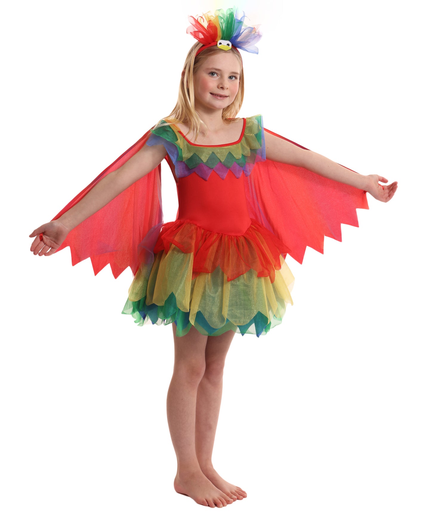HPO Adorable Multicolor Parrot Costume for Girls| Suitable for Halloween | Flame-retardant Synthetic Fabric