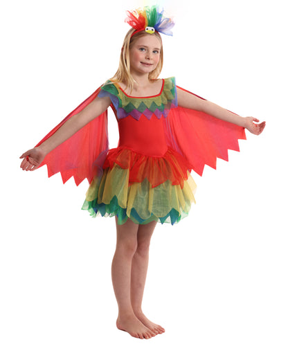 HPO Adorable Multicolor Parrot Costume for Girls| Suitable for Halloween | Flame-retardant Synthetic Fabric