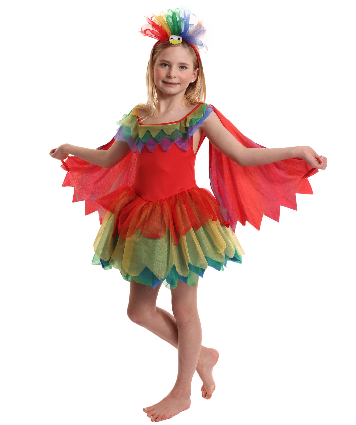 HPO Adorable Multicolor Parrot Costume for Girls| Suitable for Halloween | Flame-retardant Synthetic Fabric