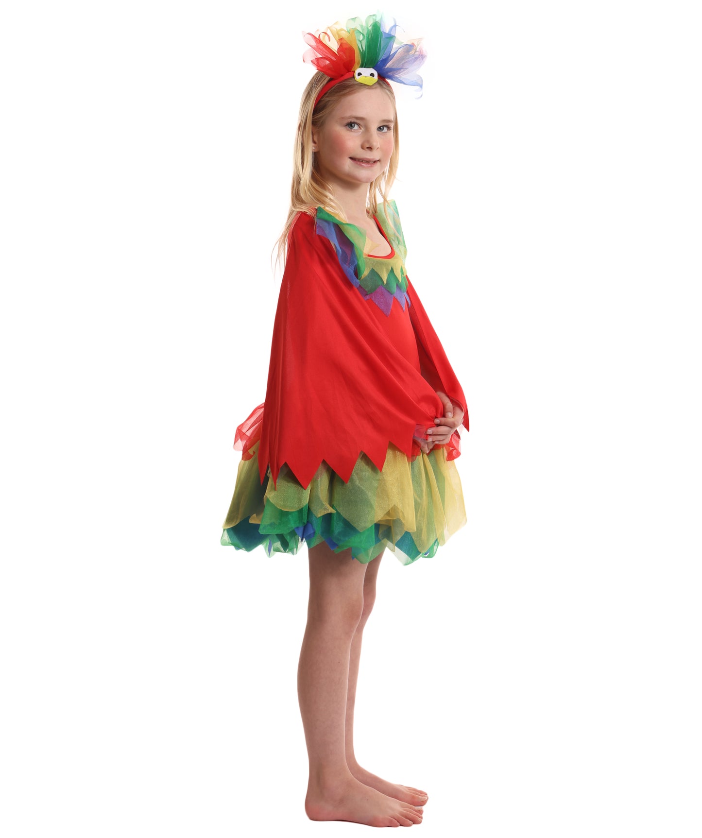 HPO Adorable Multicolor Parrot Costume for Girls| Suitable for Halloween | Flame-retardant Synthetic Fabric