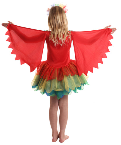HPO Adorable Multicolor Parrot Costume for Girls| Suitable for Halloween | Flame-retardant Synthetic Fabric