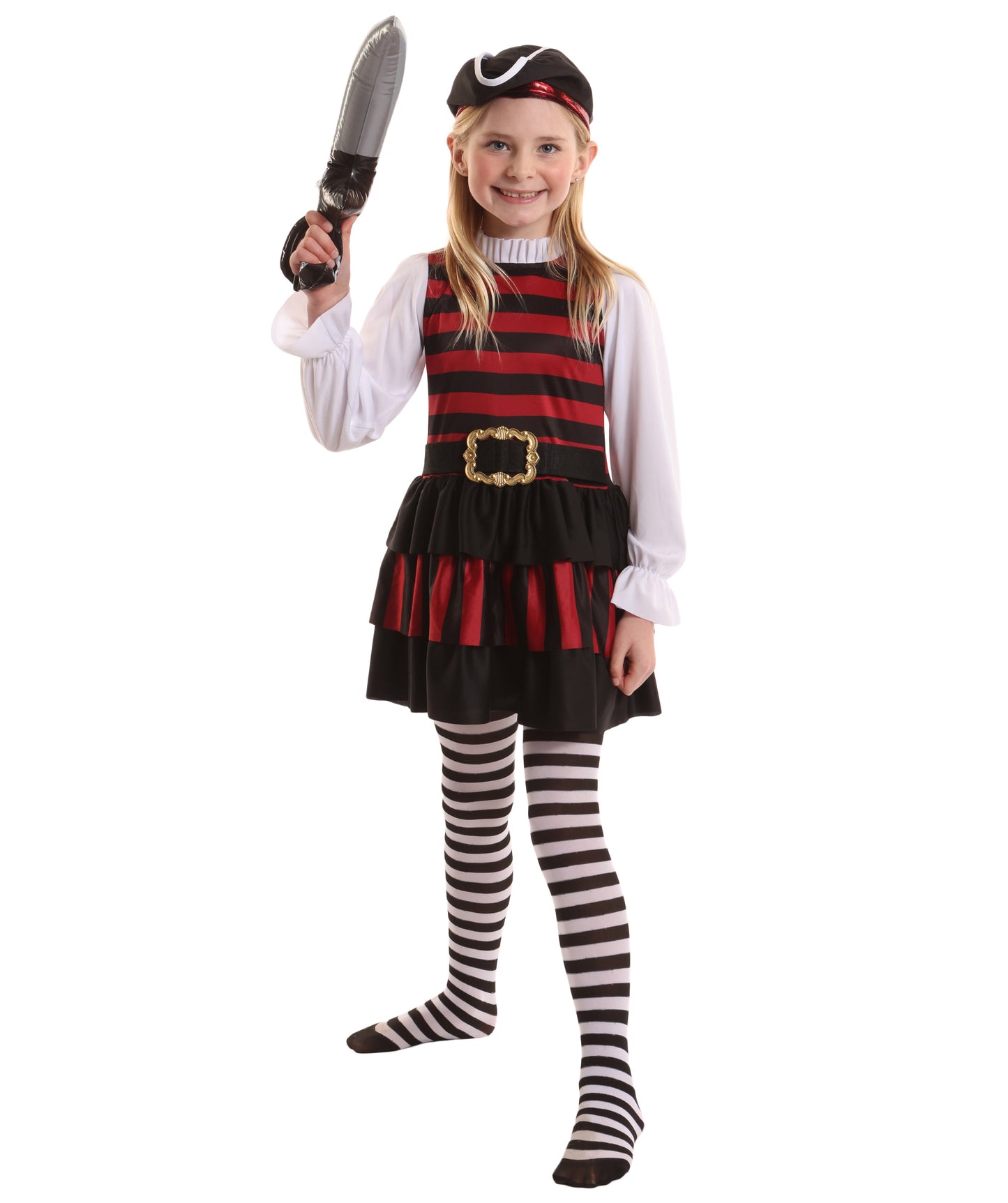 HPO Buccaneer Multicolor Pirate Costume for Girl| Suitable for Halloween | Flame-retardant Synthetic Fabric