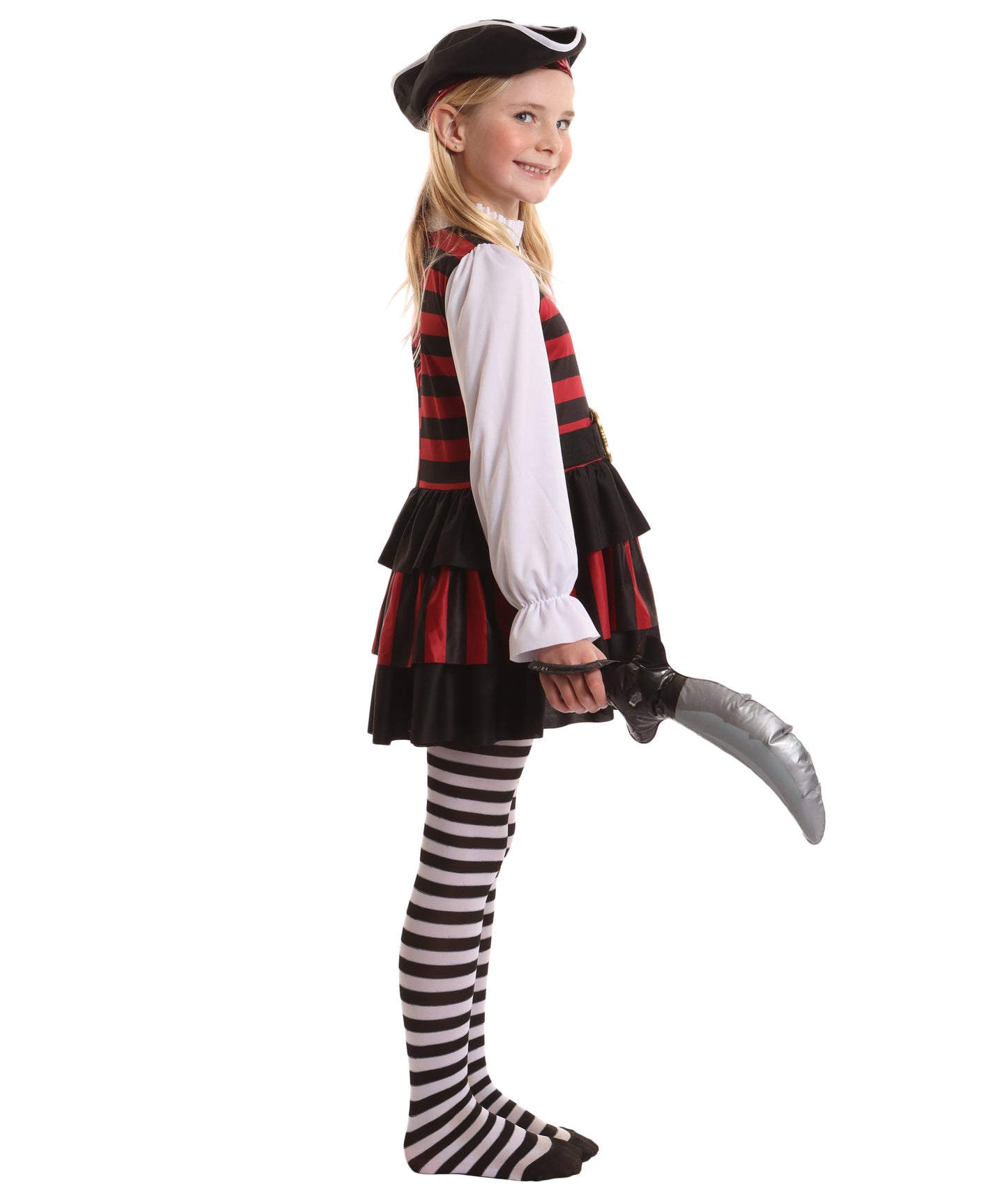 HPO Buccaneer Multicolor Pirate Costume for Girl| Suitable for Halloween | Flame-retardant Synthetic Fabric