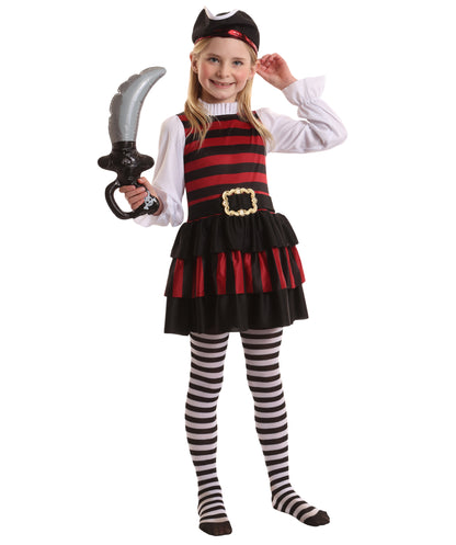 HPO Buccaneer Multicolor Pirate Costume for Girl| Suitable for Halloween | Flame-retardant Synthetic Fabric