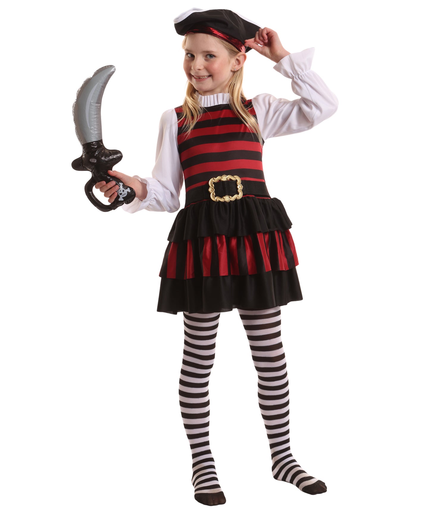 HPO Buccaneer Multicolor Pirate Costume for Girl| Suitable for Halloween | Flame-retardant Synthetic Fabric