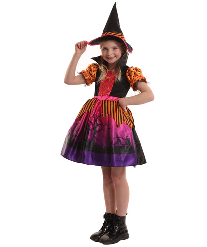 HPO Teen’s Hocus Pocus Witch Multiple Color Costume | Layered Dress with cap and Witch Hat | Halloween Cosplay Theater, Masquerade & Theme Parties