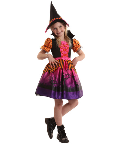 HPO Teen’s Hocus Pocus Witch Multiple Color Costume | Layered Dress with cap and Witch Hat | Halloween Cosplay Theater, Masquerade & Theme Parties