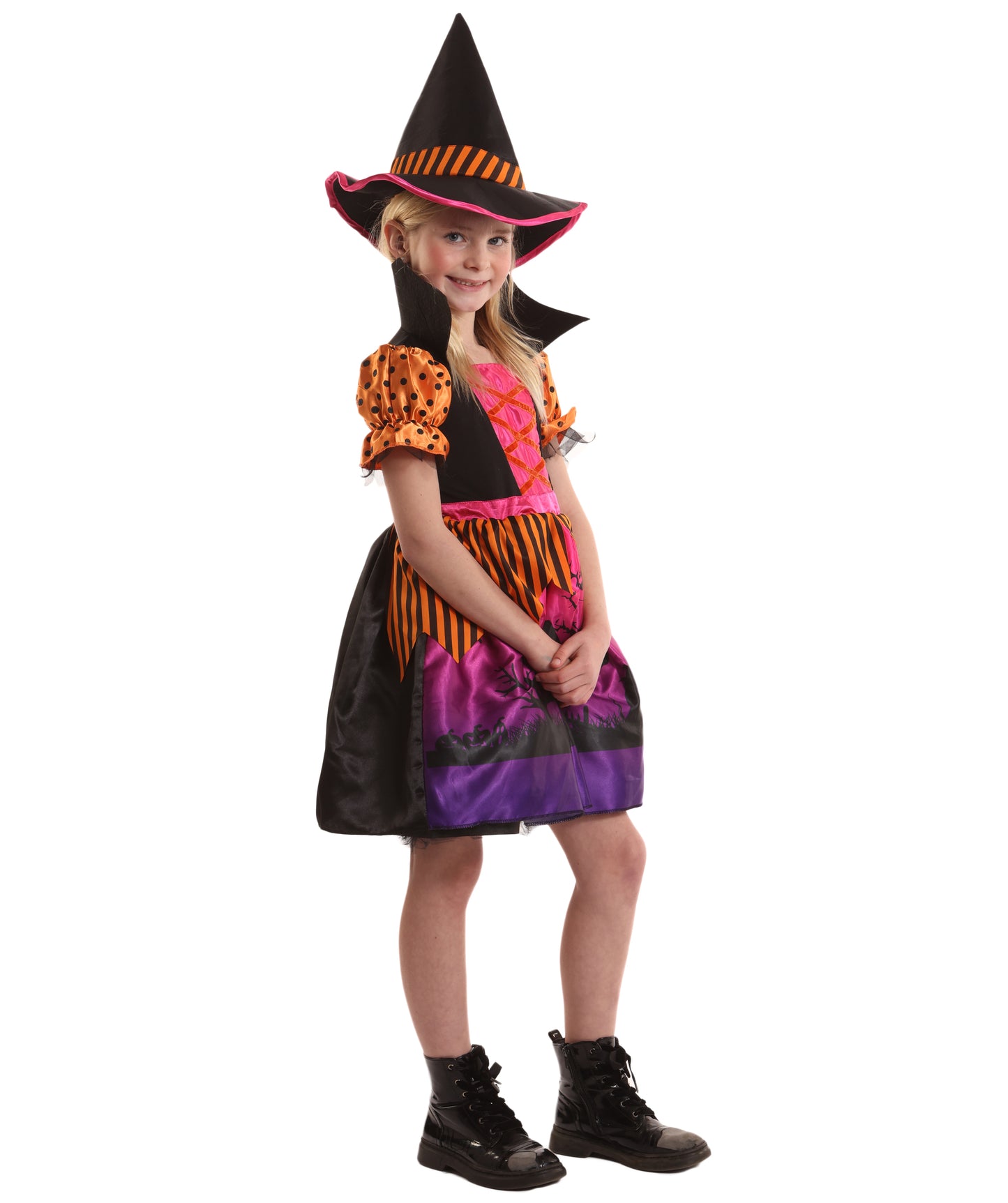 HPO Teen’s Hocus Pocus Witch Multiple Color Costume | Layered Dress with cap and Witch Hat | Halloween Cosplay Theater, Masquerade & Theme Parties