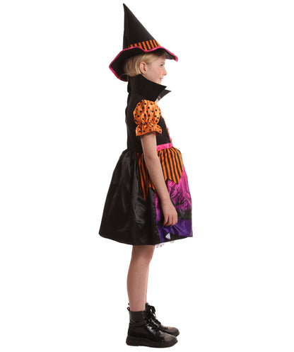 HPO Teen’s Hocus Pocus Witch Multiple Color Costume | Layered Dress with cap and Witch Hat | Halloween Cosplay Theater, Masquerade & Theme Parties