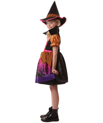 HPO Teen’s Hocus Pocus Witch Multiple Color Costume | Layered Dress with cap and Witch Hat | Halloween Cosplay Theater, Masquerade & Theme Parties