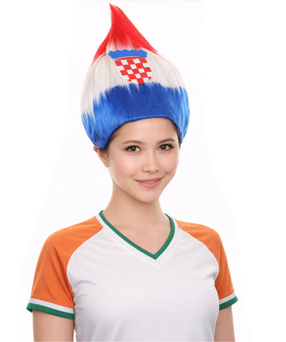Women's  Flag Troll Wigs | Croatia | Patriotic Character Halloween Wigs | Premium Breathable Capless Cap
