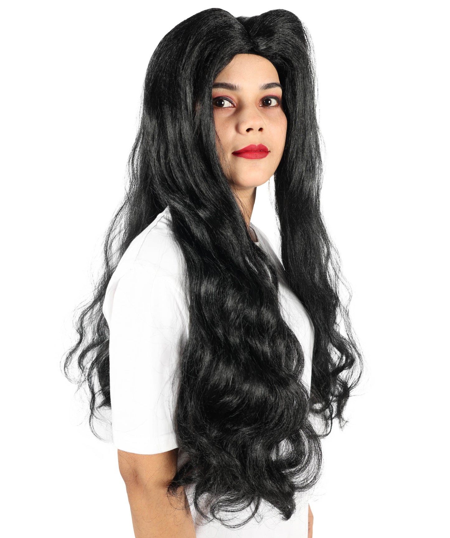 Celine Fantasy Warrior Wig | Extra Long Layered Black Hairpiece with Side Bangs | Cosplay, Halloween, Party & Stage-Ready Costume Wig