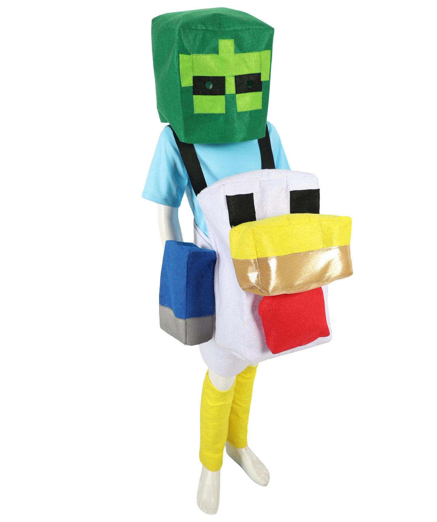 HPO Teen Game Character Costume Set | Multicolor Dress with White Apron, Head Accessory & Leg Socks | Roleplay Outfit for Halloween & Cosplay