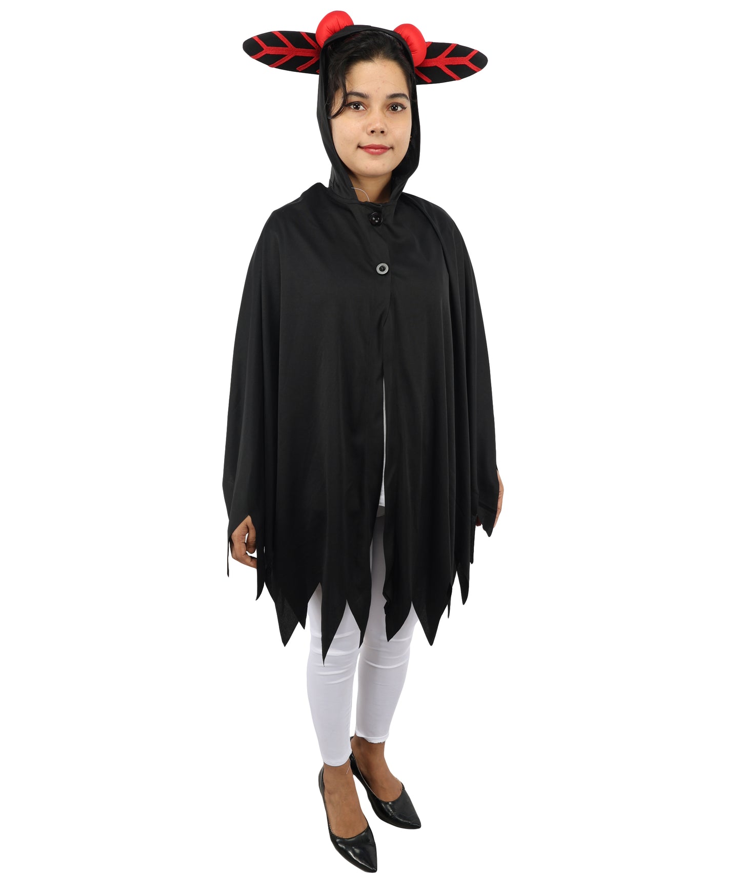 HPO Unisex Mystic Winged Creature Costume | Black Hooded Cape with Feather Details | Halloween, Cosplay, Parties & Themed Roleplay Outfit