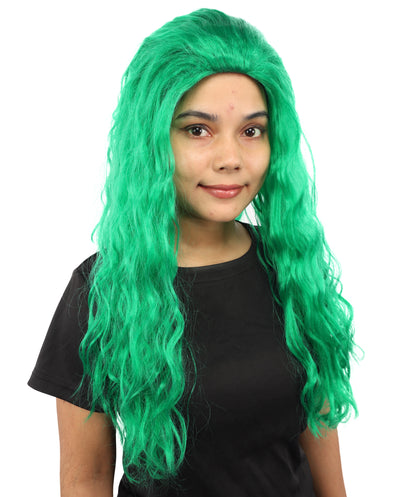 HPO Women’s Pink Long Wavy Wig | 25 Inch Long Hair with Capless Cap Design | Ideal for Playful at Halloween Cosplay, and Themed Parties
