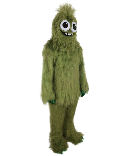 HPO Adult Unisex Olive Green Monster Soft Furry Full Costume, Bundel Set with Mask | Cosplay Mask | Flame-retardant Synthetic Fabric