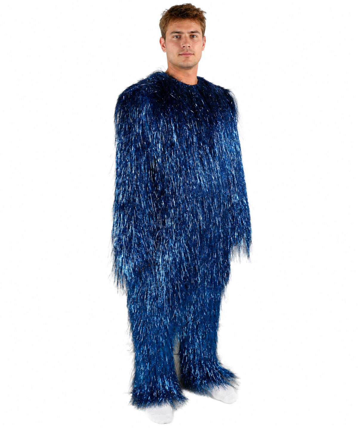 HPO UnisexTinsel Hairy Costume, Bundle & Mask Set | Full-Body Suit & Matching Mask | Long Hair Funny Costume for Halloween, Performers, Cosplay & Mascots | Multicolor Options