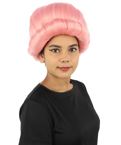 HPO Women's Voluminous Golden Blonde Grandma Wig | Medium Puffy Afro Style with Silver Texture, Synthetic Fiber & Adjustable Fit | Halloween, 100th Day of School, Theater & Funny Costume
