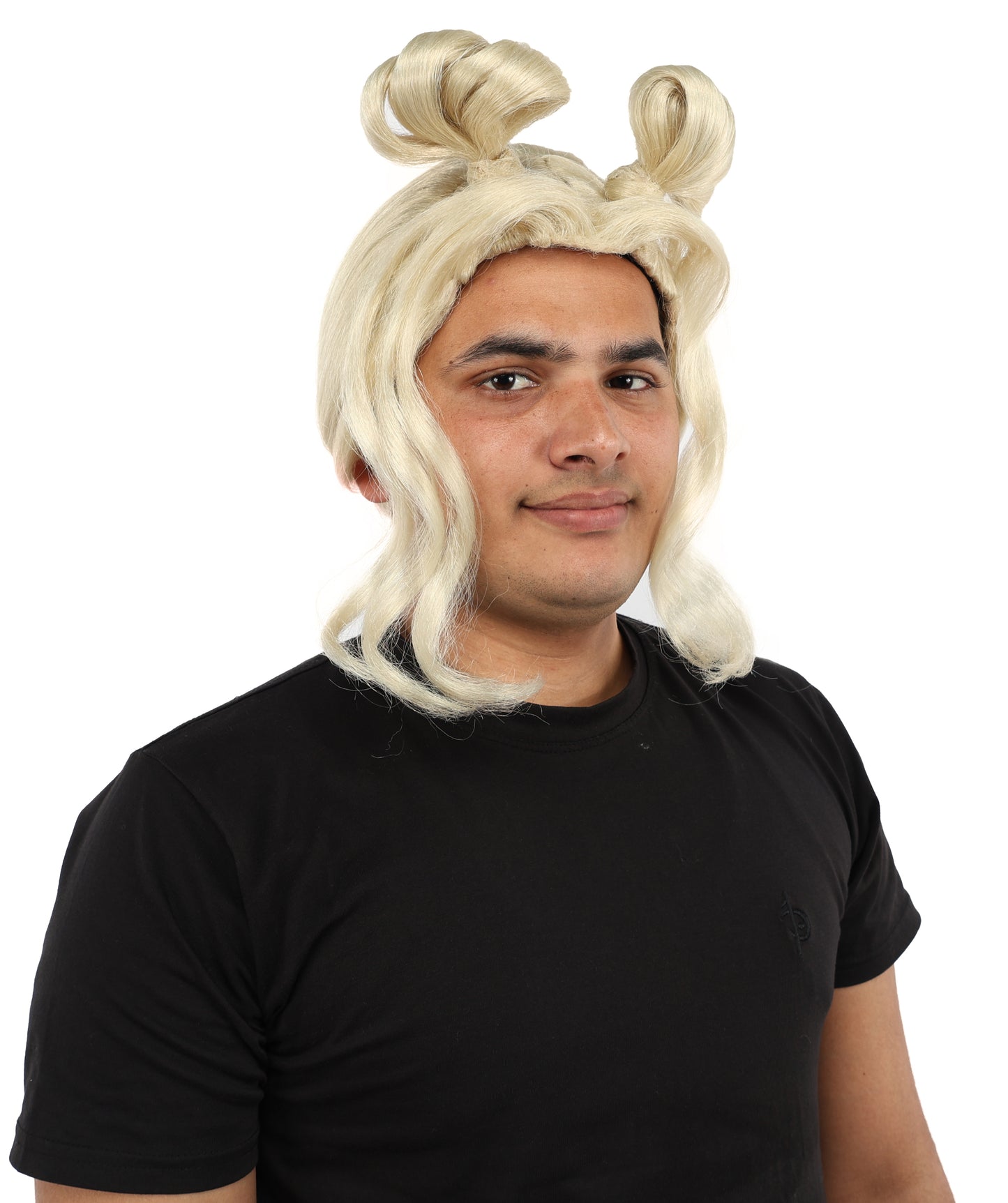 HPO Adult Blonde Double Twin Bun Updo Wig – Raised Hair Design Featuring Smooth Texture | Used for Character Styling, Theme Events, Stage Appearances & Creative Looks