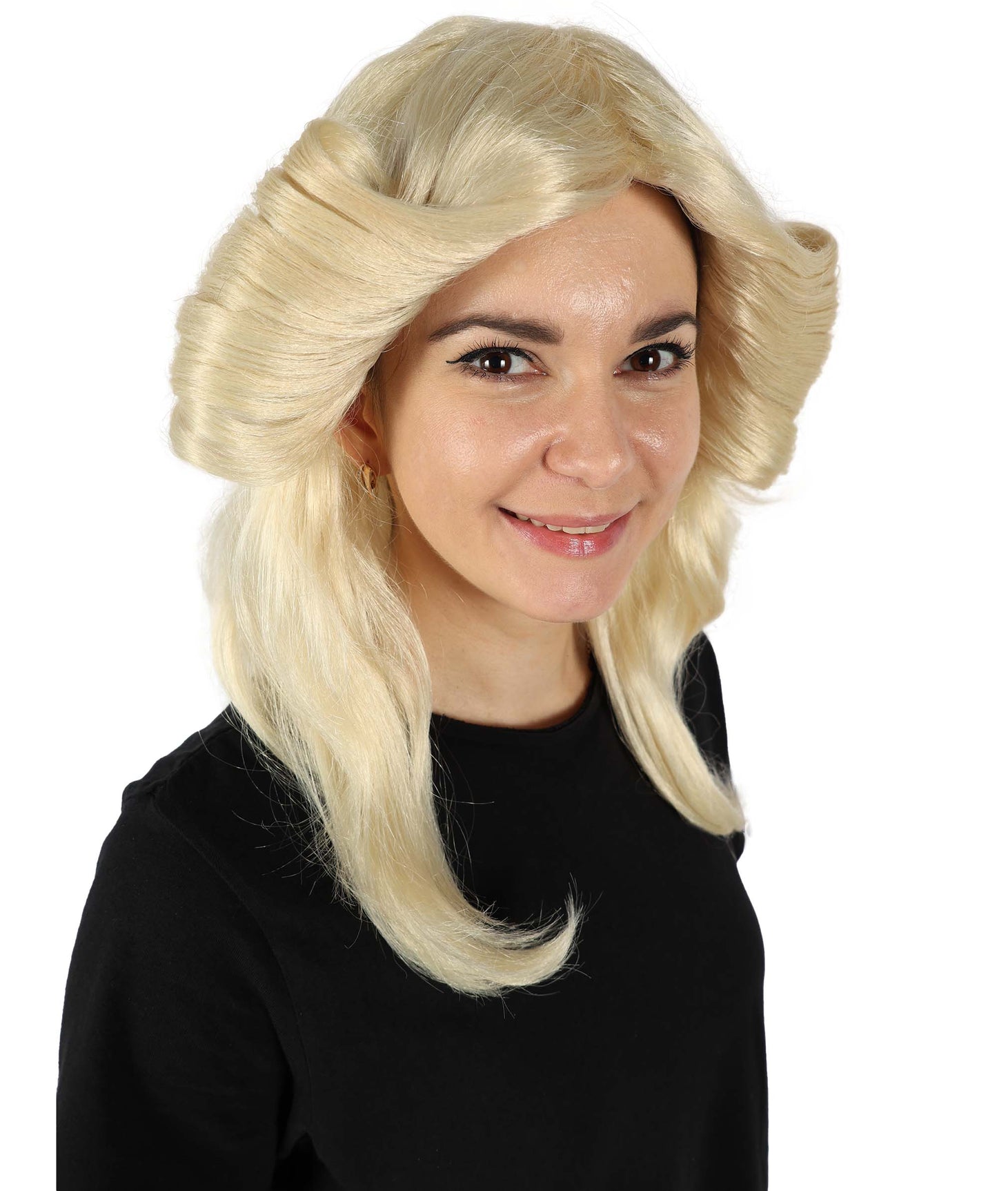 HPO Women's 70's Flick Multiple Color Retro Wig, Flame-retardant Synthetic Fiber