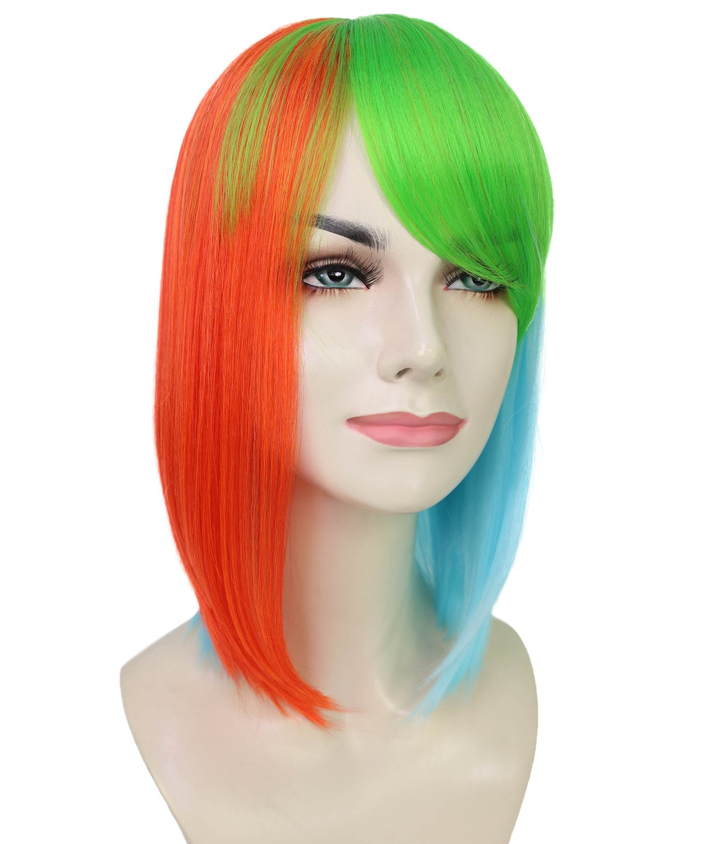 Women’s Shoulder Length multicolor Gaming Wig Bob Cut | Ideal for Halloween | Breathable Capless Cap
