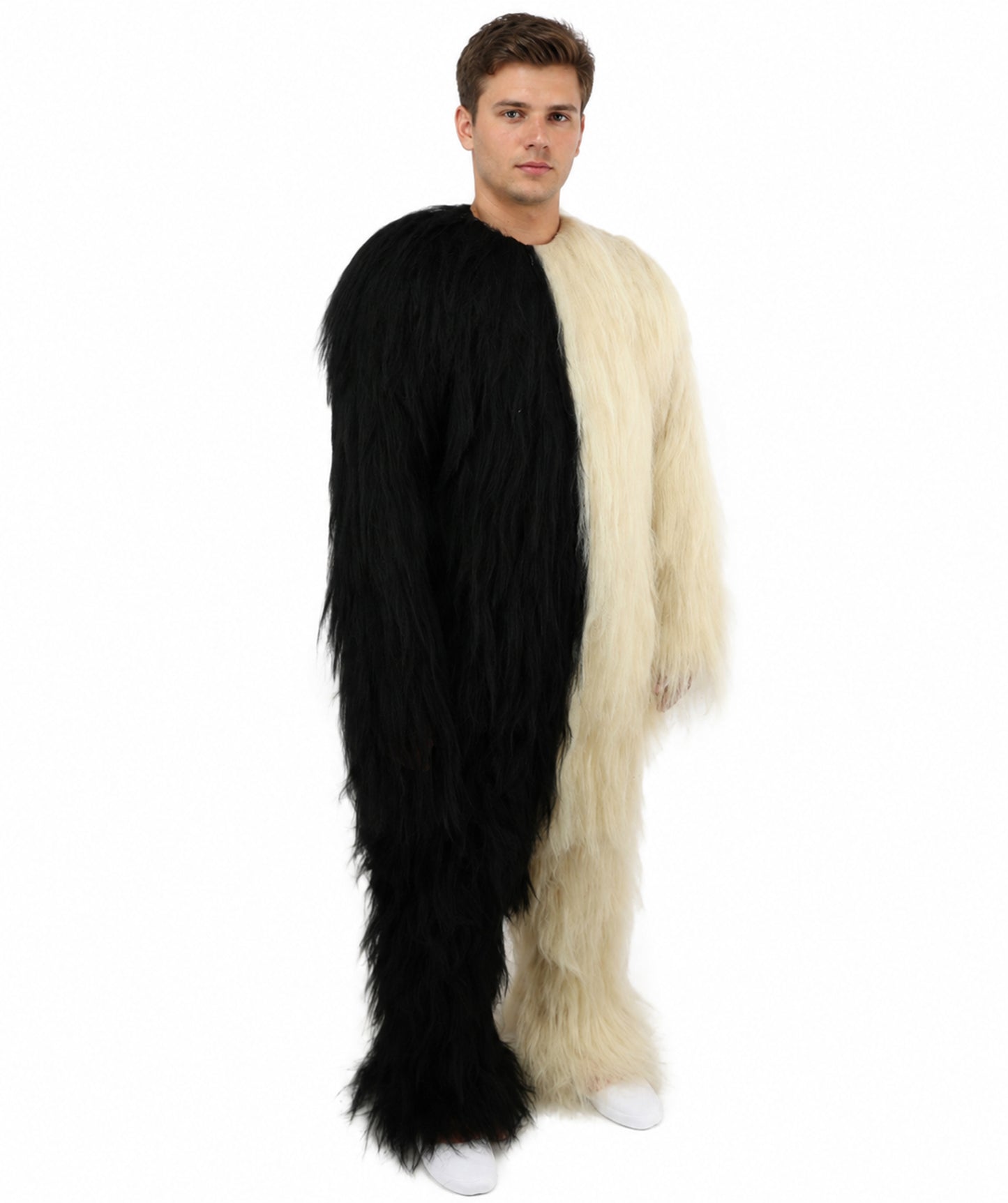 HPO  Extreme Hairy Person Two Part Costume, Mask and Bundle Set - Full-Body Hair Suit Extra-Long Costume Wig for Halloween, Cosplay & Parties - Multiple Color Options