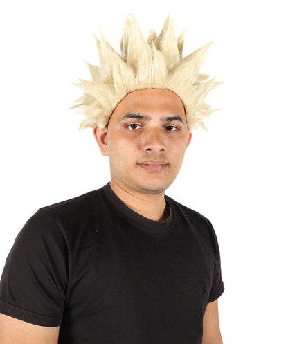 HPO Men’s Anime Young Ninja Nine Tail Yellow Blonde Spiky Wig
