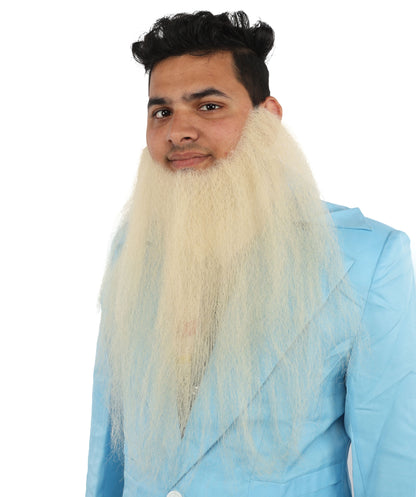 HPO Adult Men's Blonde Human Hair Long Beard I Facial Hair I Perfect for Halloween and Cosplay
