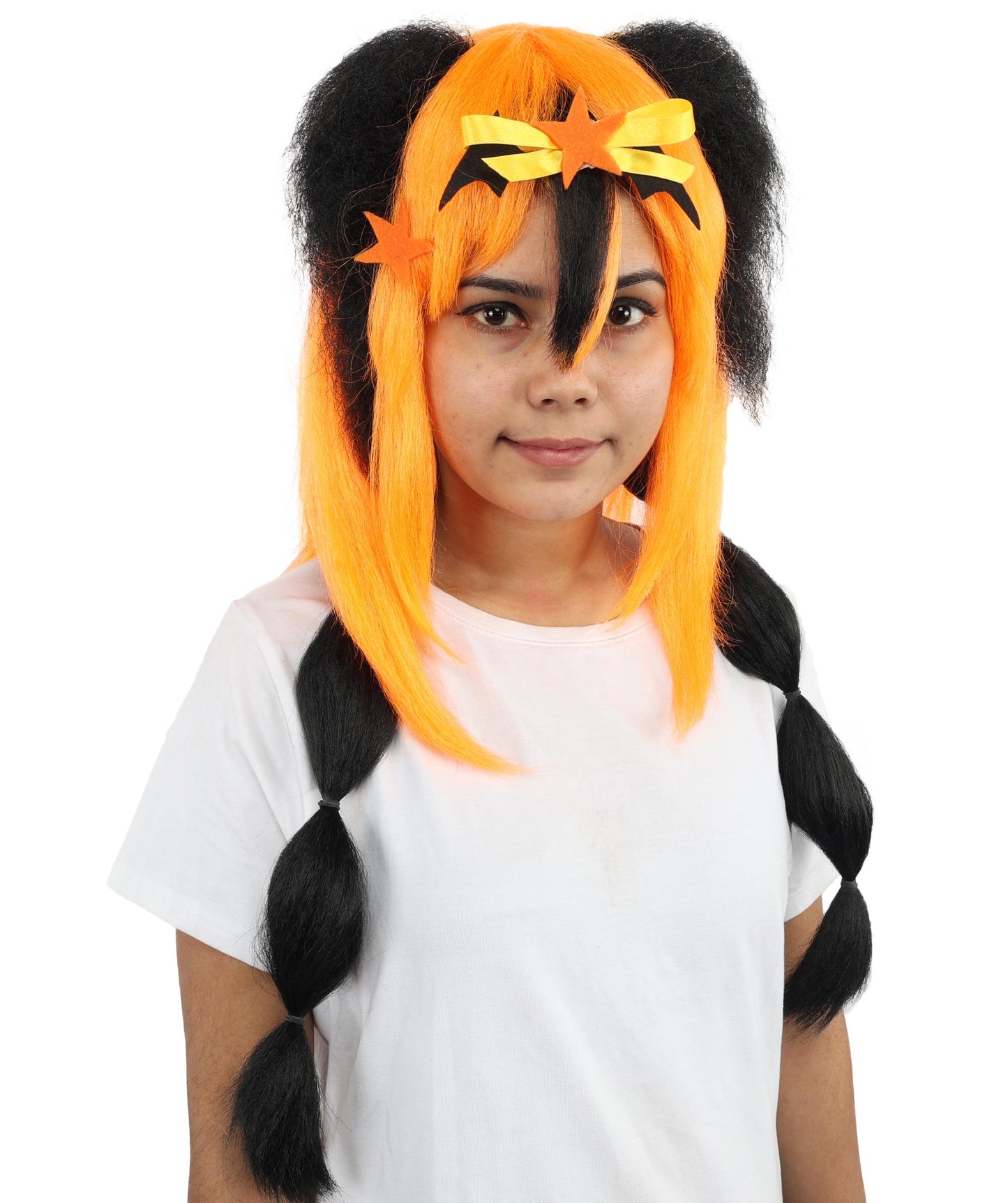 HPO Women's Romantic Multicolor Women's Princess Wig | Long Loose Ringlets with Half-Up Ponytail Styling | Fairytale Cosplay and Theatrical Productions.