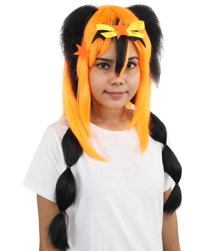 HPO Women's Romantic Multicolor Women's Princess Wig | Long Loose Ringlets with Half-Up Ponytail Styling | Fairytale Cosplay and Theatrical Productions.