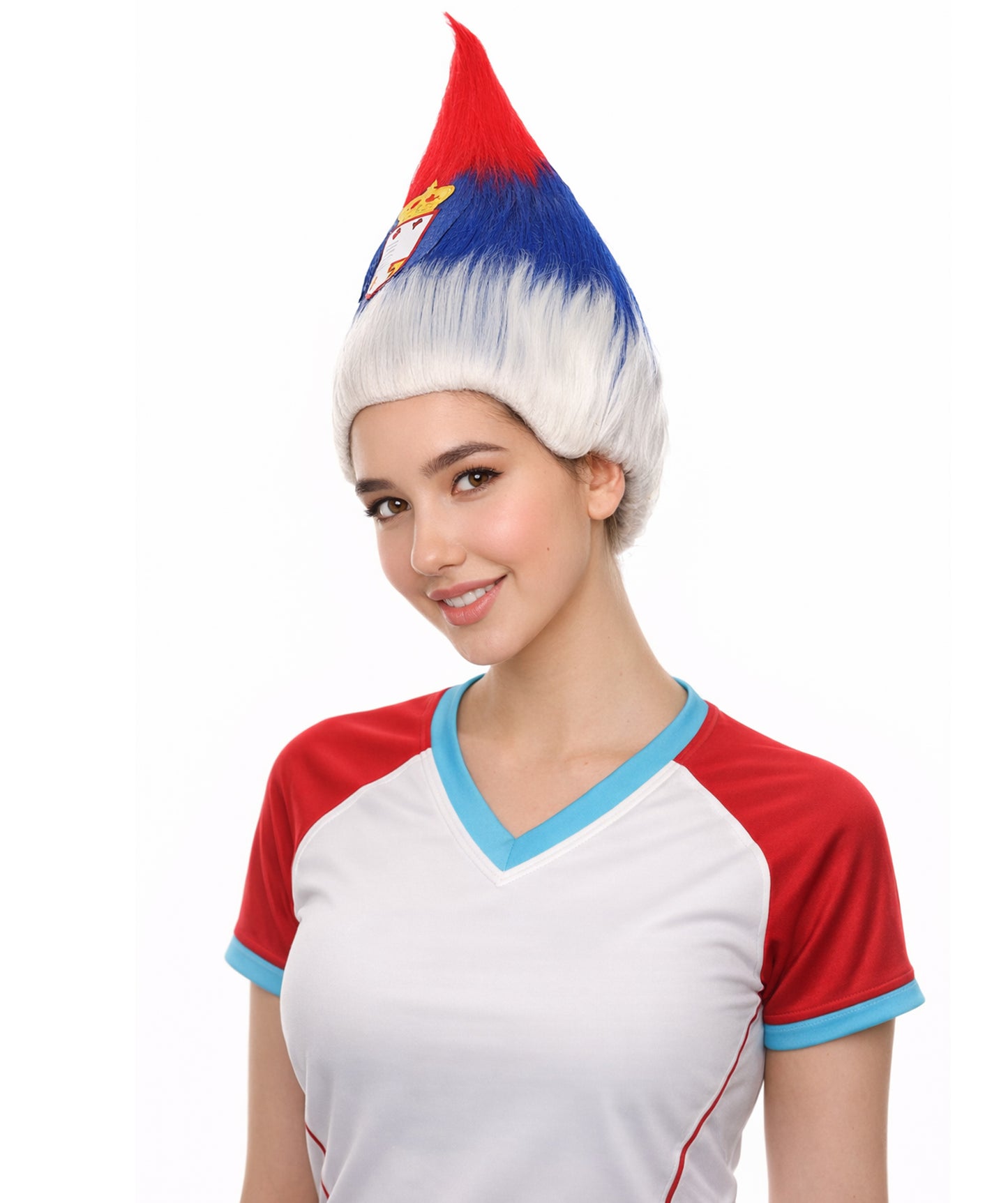 Serbia Flag Sport Troll Wig | Premium Breathable Capless Cap