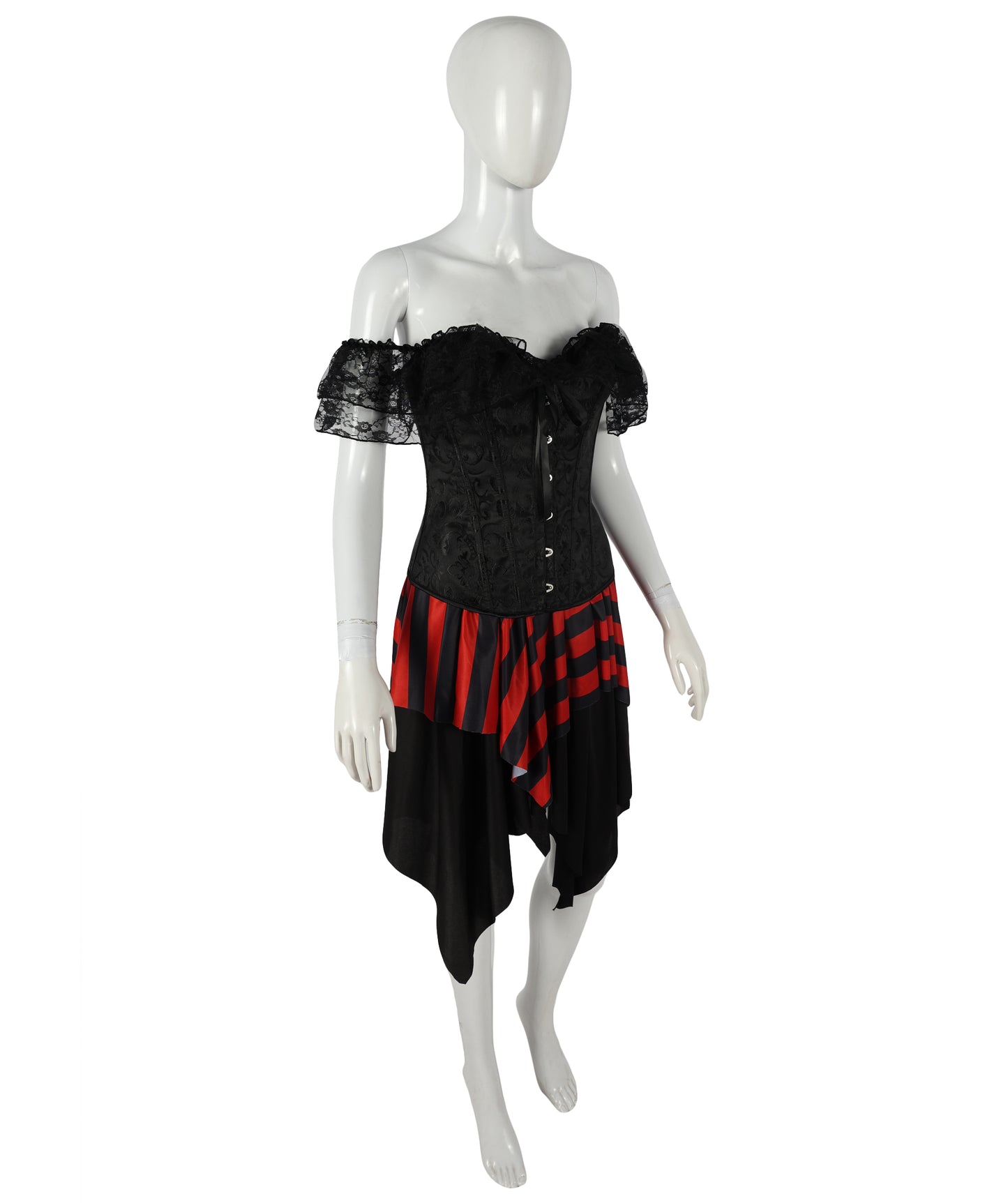 HPO Adult Women’s Pirate Jacket Costume, a classic buccaneer-inspired outfit featuring gold trim, vintage buttons, and lace cuffs for a bold Halloween look