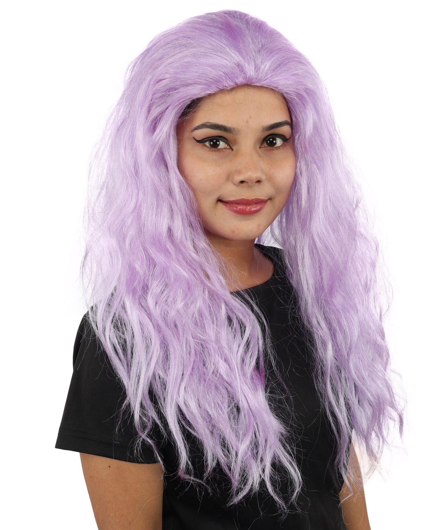 HPO Women’s Pink Long Wavy Wig | 25 Inch Long Hair with Capless Cap Design | Ideal for Playful at Halloween Cosplay, and Themed Parties