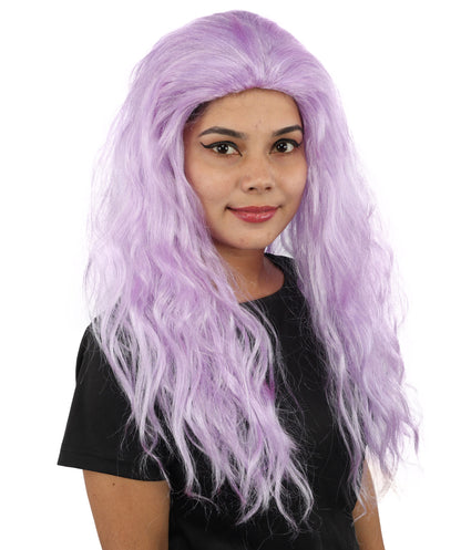 HPO Women’s Pink Long Wavy Wig | 25 Inch Long Hair with Capless Cap Design | Ideal for Playful at Halloween Cosplay, and Themed Parties