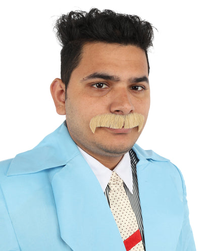 Premium Horseshoe Facial Hair White & Blonde Moustache | HPO