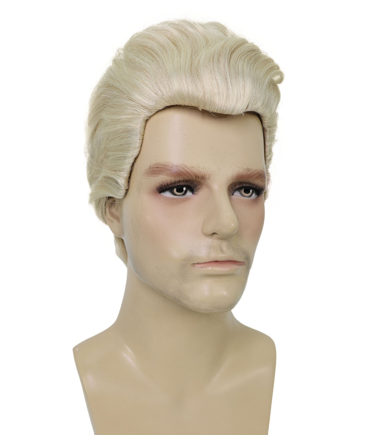 HPO Men's Retro Silver Blonde Hairstyle Wig | Short Synthetic Hair with Adjustable Cap for Cosplay, Themed Events, Halloween, Stage & Roleplay