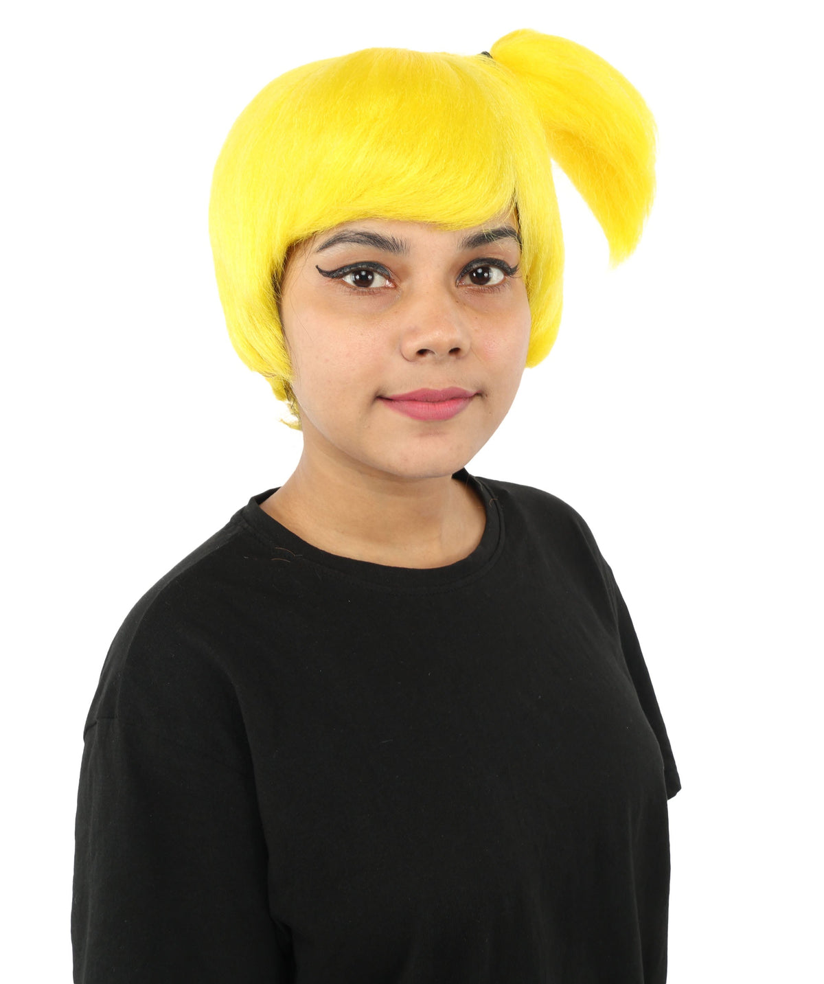 HPO Adult Women's Anime Trainer Character Wig | Vibrant hue multicolor options, create of synthetic fiber, short choppy bob with high side ponytail, breathable base | Cosplay, Halloween, theater, party, performance, costume events