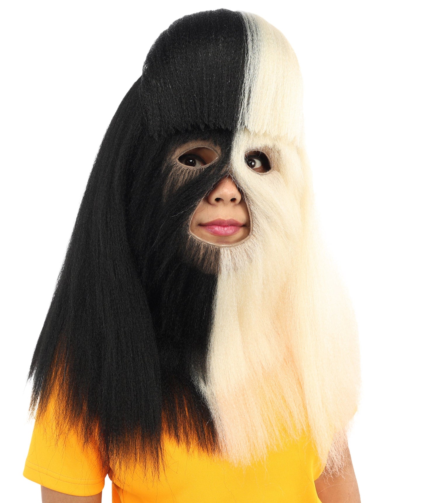HPO Teen Extreme Hairy Person Two Part Costume, Mask and Bundle Set - Full-Body Hair Suit Extra-Long Costume Wig for Halloween, Cosplay & Parties - Multiple Color Options