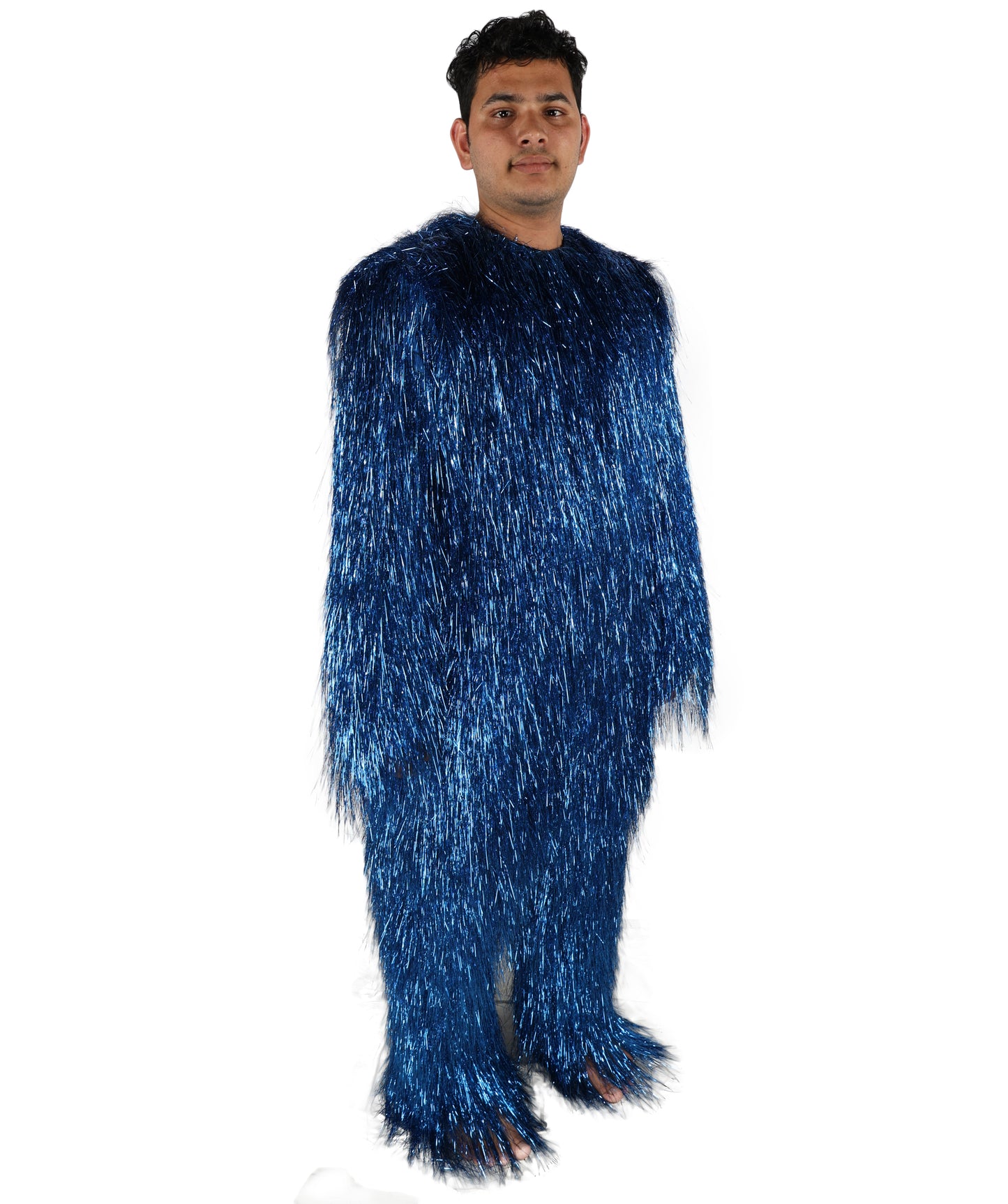 HPO UnisexTinsel Hairy Costume, Bundle & Mask Set | Full-Body Suit & Matching Mask | Long Hair Funny Costume for Halloween, Performers, Cosplay & Mascots | Multicolor Options