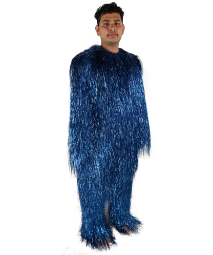 HPO UnisexTinsel Hairy Costume, Bundle & Mask Set | Full-Body Suit & Matching Mask | Long Hair Funny Costume for Halloween, Performers, Cosplay & Mascots | Multicolor Options