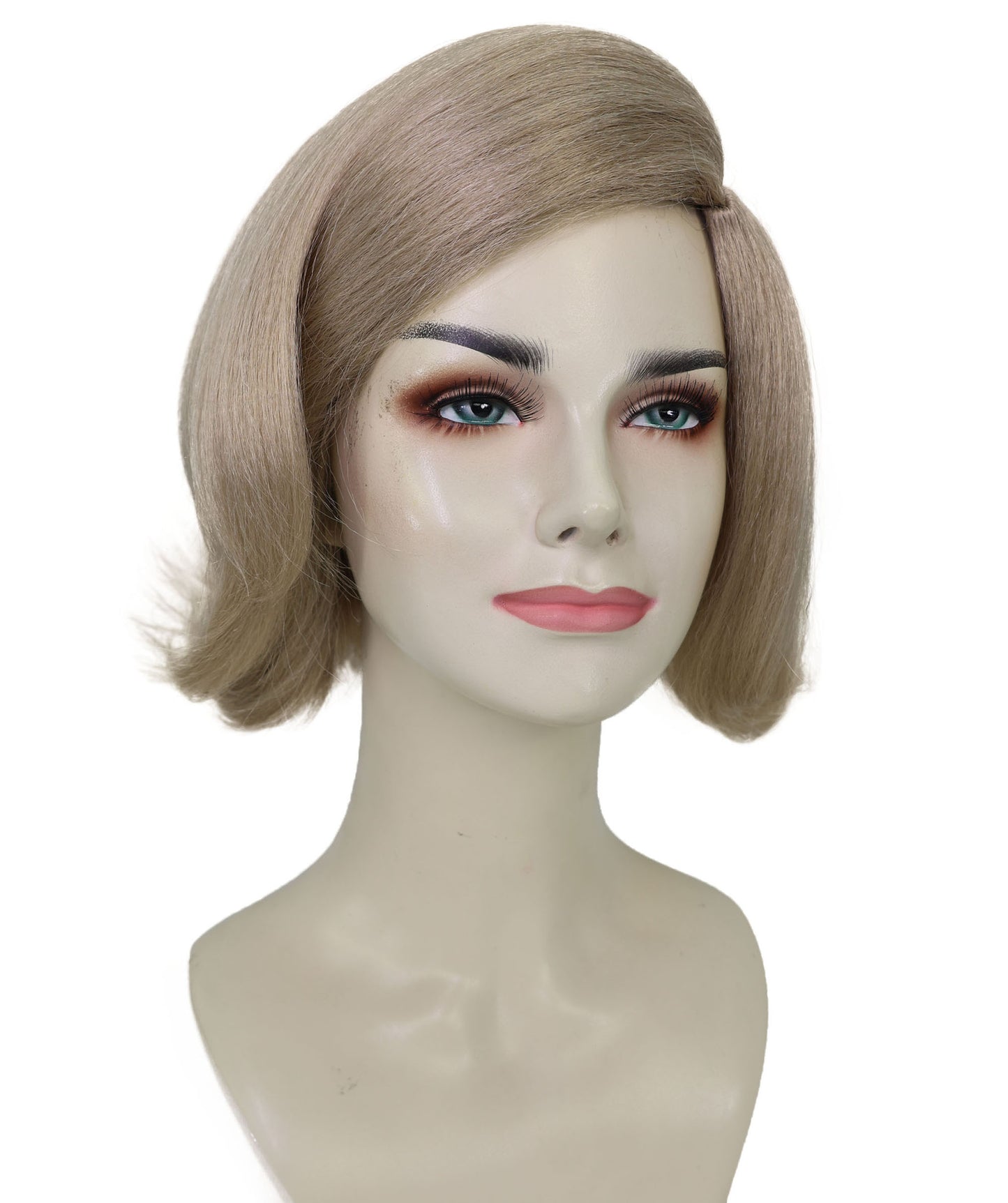 HPO Adult Women’s Blonde Wavy Bob Wig | Soft Layered Cut with Side Part for Fashion Styling | Capless Cap Design | Ideal for Halloween