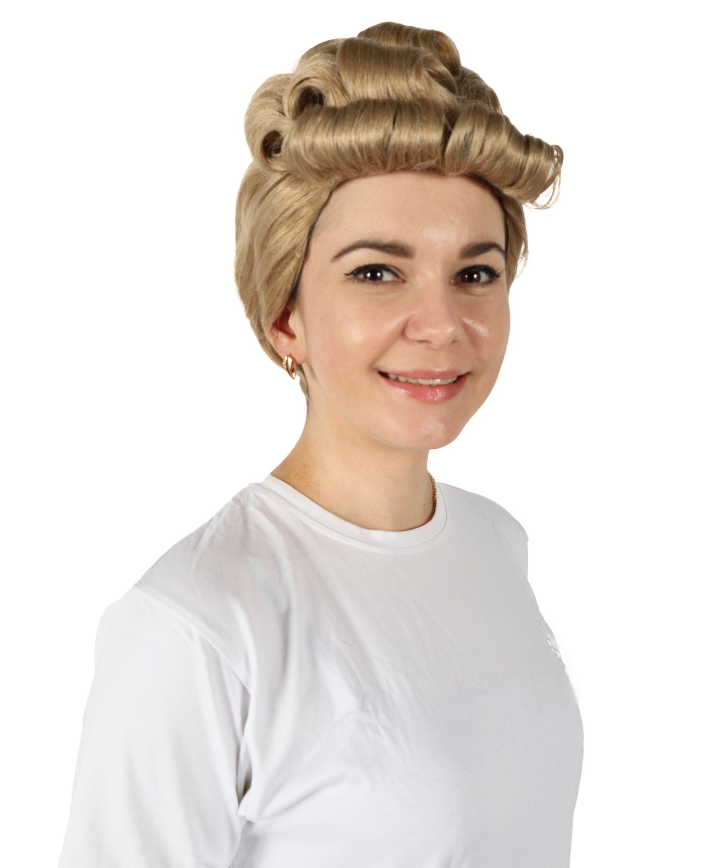 HPO Adult Women's 40s Wavy Blonde Vintage Wig | Halloween and Cosplay Wig | Flame-retardant Synthetic Fiber