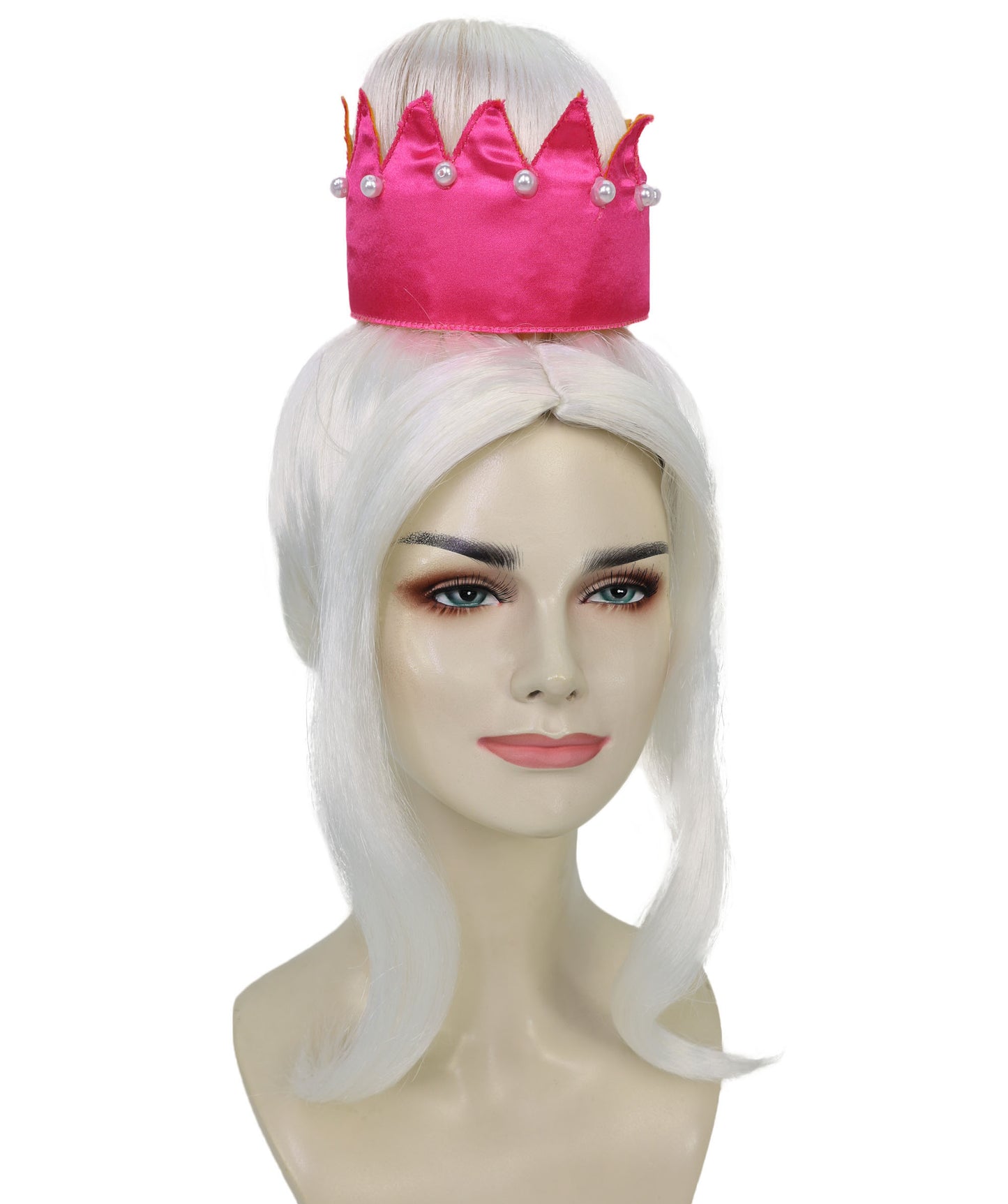 HPO Adult Women’s Long Straight White High Crown Fantasy Princess Wig | Ideal for Halloween | Breathable Capless Cap
