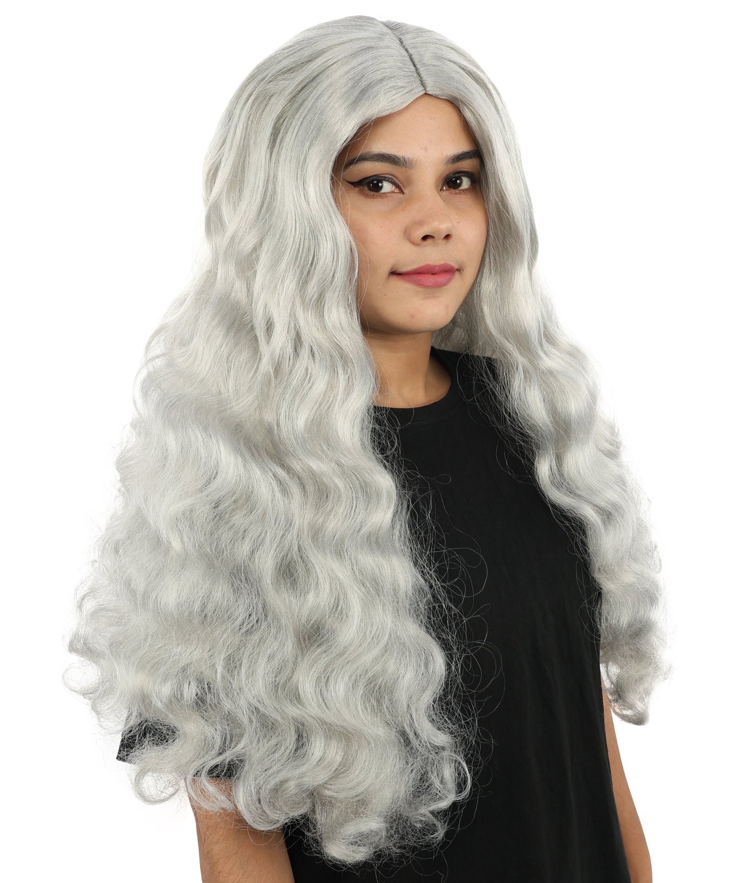 HPO Adult Women's Long Wavy Wig | Multiple Color Options | Center Parted Ginger Curls with Voluminous Ends, Heat Resistant Synthetic Fiber & Breathable Cap | Halloween, Teen Roleplay, Theater, Themed Party & Costume Events