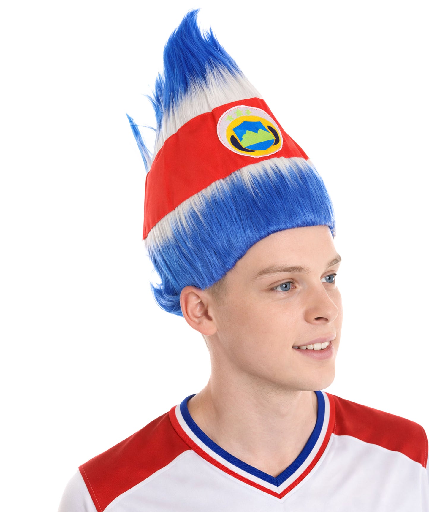 Costa Rica Flag Sport Troll Wig | Fancy  Halloween Wigs | Premium Breathable Capless Cap