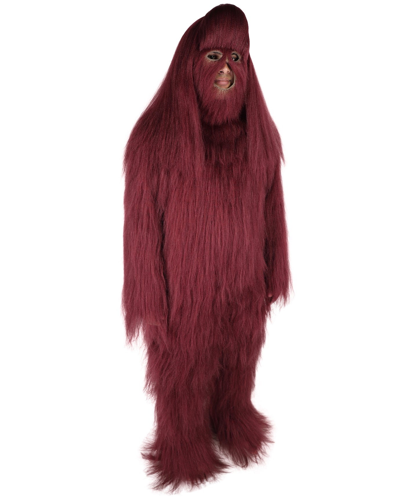 HPO Unisex Extreme Hairy Person Costume, Mask and Bundle - Full-Body Hair Suit Extra-Long Ash Brown Costume Wig for Halloween, Cosplay & Parties