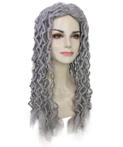 Unisex Gray Crinkle Dreads Wig | Synthetic Hair for Halloween & Costume Parties | Breathable Capless Cap